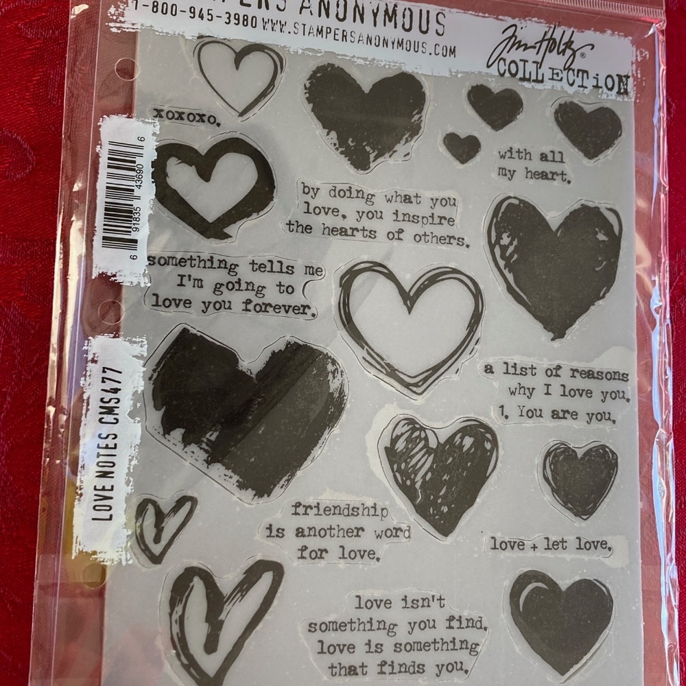 NWT Tim Holtz Stampers Anonmyous unopened Love Notes Stamps